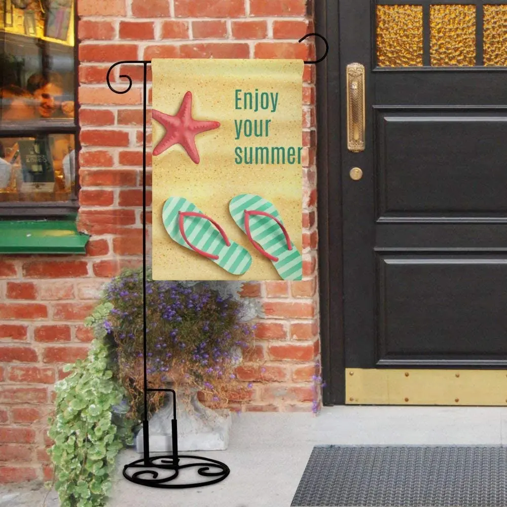 

Garden Flag Summer House Flags Hello Beach Sea Conch Home Yard Banner for Outside Flower Pot Double Side Print Banner for Outsid