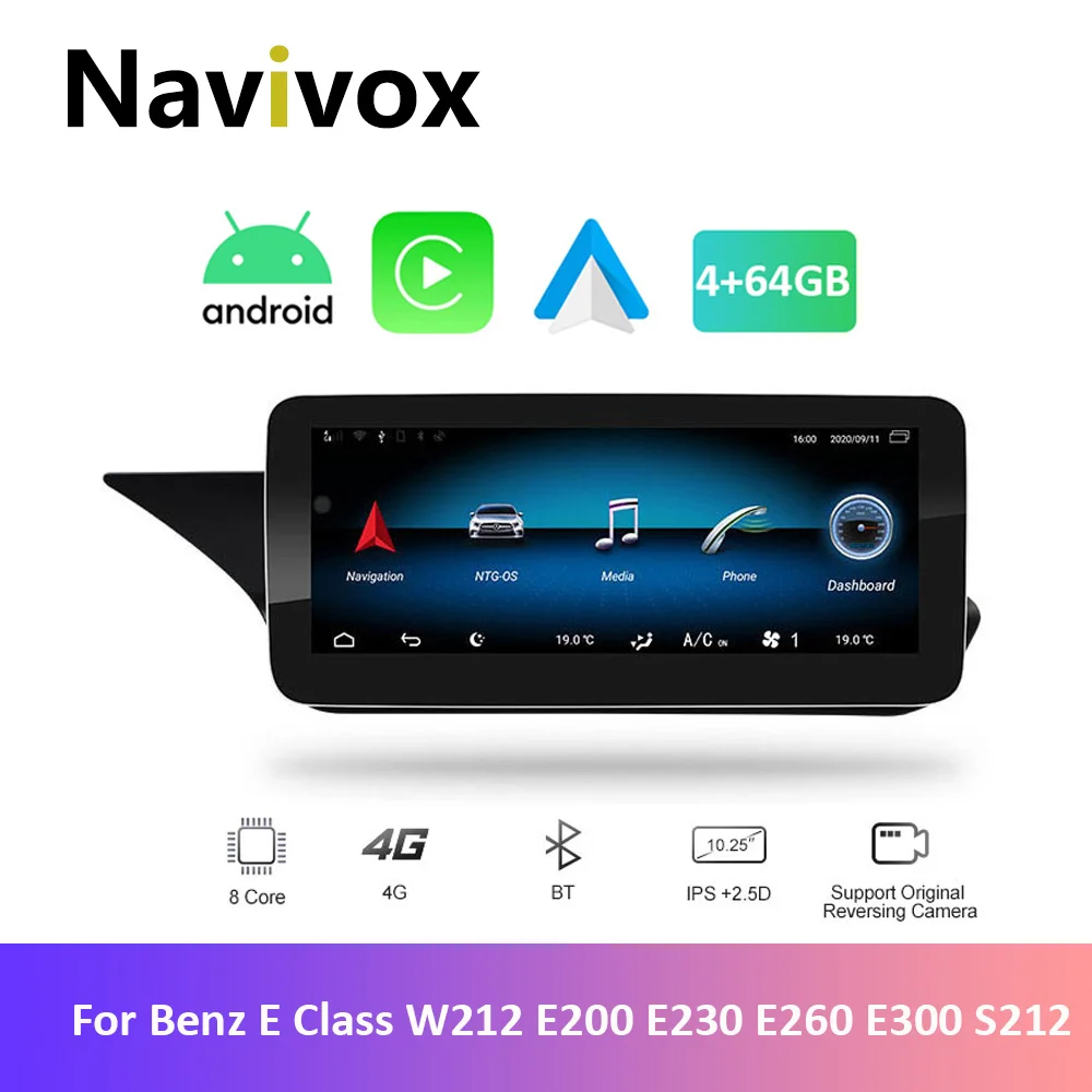 

Автомагнитола Navivox W212, автомобильная Беспроводная мультимедийная система на Android, с GPS, для Mercedes Benz E Class E200, E230, E260, E300, S212, 2009-2017