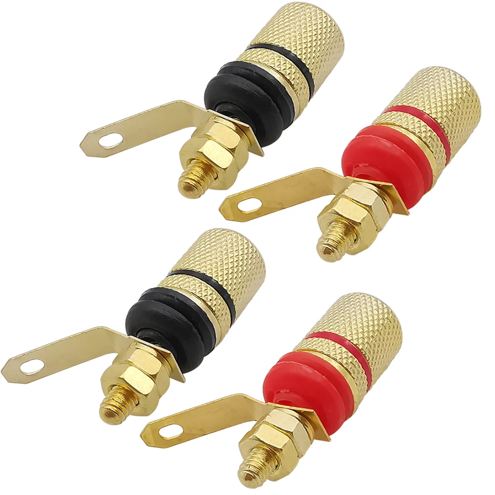 

4Pcs Gold-plated Speaker Terminal Binding Posts Amplifier 4mm Socket Jack Connector for Banana Plug