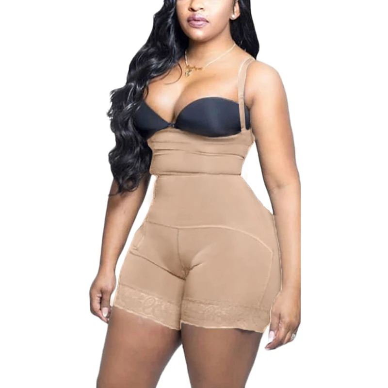 High Compression Natural Butt Lifting Effect Bodysuit Faja  Seamless Shapewear With Thin Straps Reductive Girdle Woman