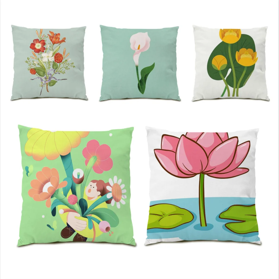 

Velvet Fabric Cushions Cover Pillow Covers Decorative Cushion Covers Beautiful Flower Polyester Linen Fashion Home Decor E0773