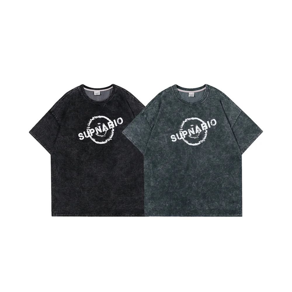 

Letter printing new personality T-shirt men and women trend INS American street loose BF leisure short sleeve top