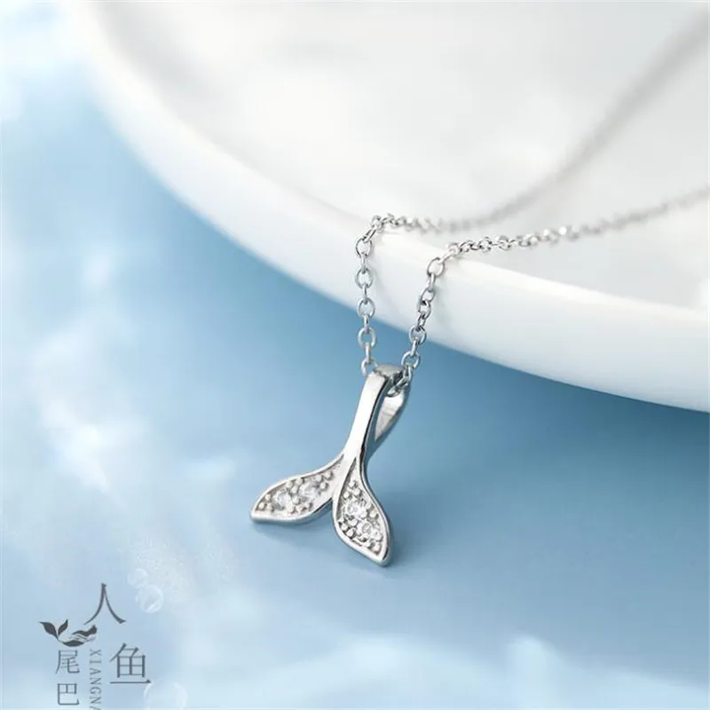 Женское ожерелье с подвеской русалка из серебра 925 пробы