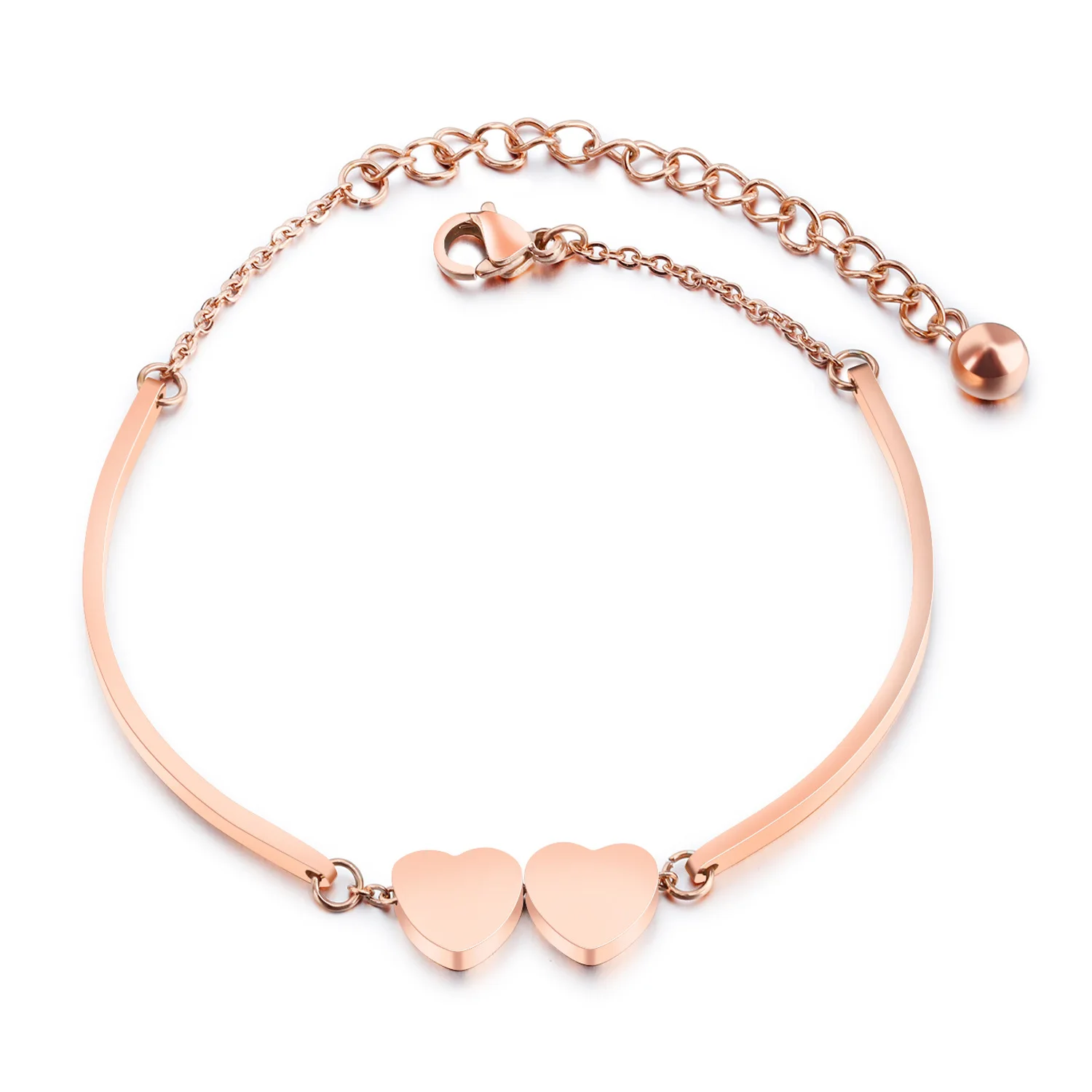 

Ladies Heart Plated Rose Gold Bracelet Love Best Friend Bracelet