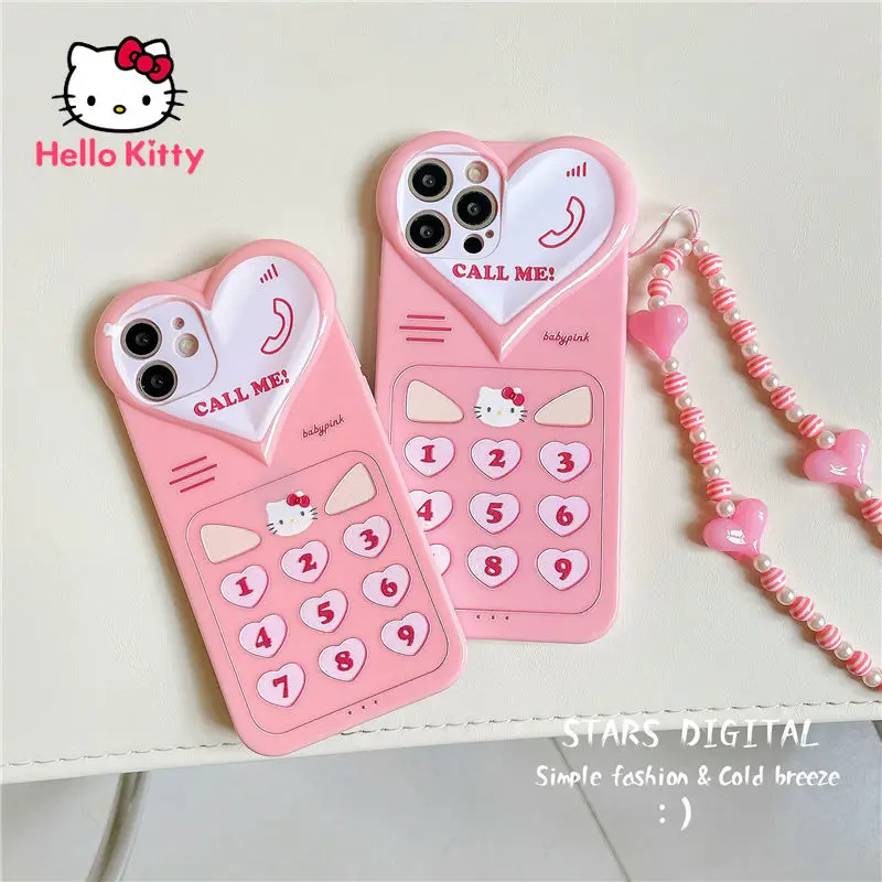 

Hello Kitty cute Phone Case for iPhone 13/13Pro/13Promax/X/XR/XS/XSMAX/11/12Pro/12mini Phone Soft Case Cover with Hand Strap