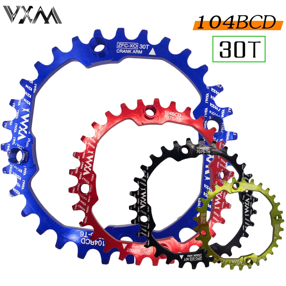 

VXM Bicycle Crank 104BCD Cycling Round 30T Chainring Ultralight 7075-T6 Narrow Wide MTB Bike Chainwheel Circle Crankset Plate