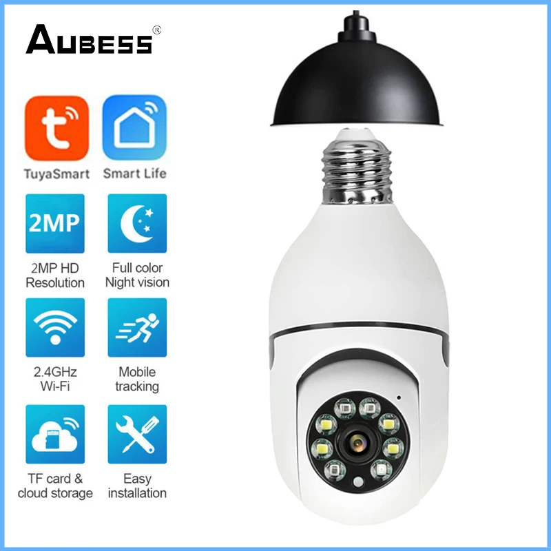 

Умная камера видеонаблюдения Tuya Smart 1080P, E27, Wi-Fi, PTZ, HD, инфракрасное ночное видение