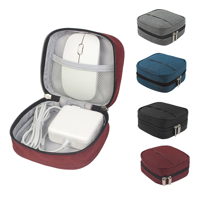 

Storage Bag Mini Square Digital Adapter Power Data Cable Headphone Mouse Portable Waterproof Organizer Case Home Travel Pouch