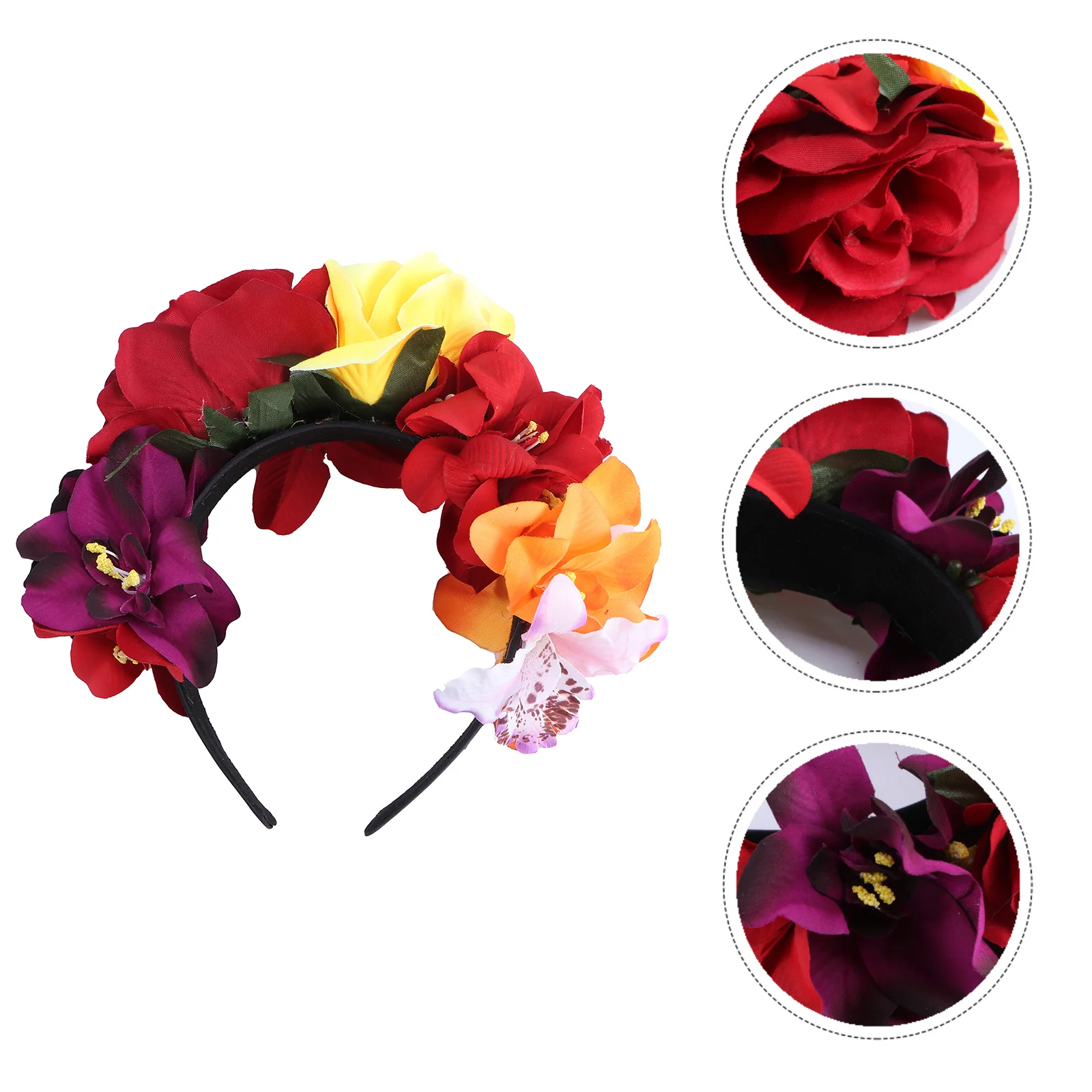 

Rose Flower Headband, Day of the Dead Flower, Mexican Floral Hair Bands, Creative Hair Accessories for Carnival Party