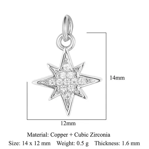 3 шт./лот, лунное сердце, медь, кубический циркон, подвески, полая звезда, полумесяц, браслет с цирконием для девочек и мальчиков, серьги, ожерелье, кулон, ювелирные изделия