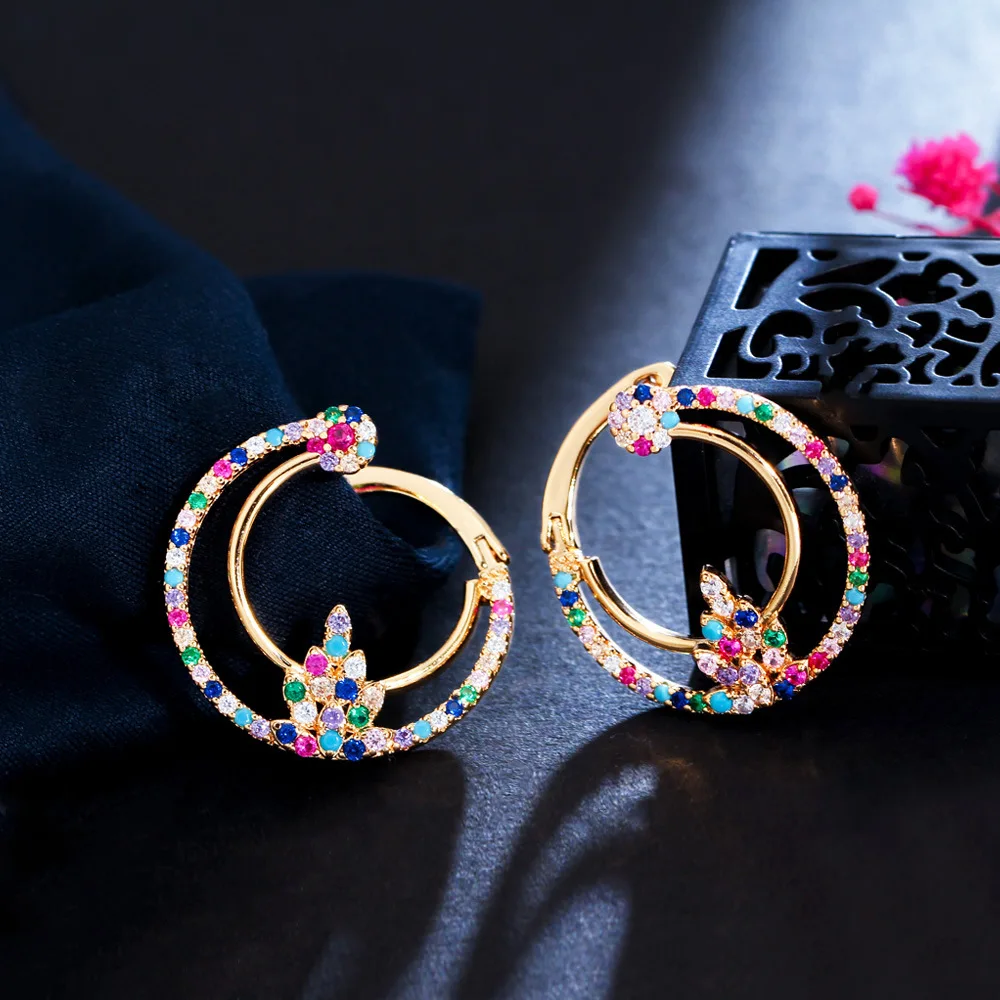 

WPB Original Design Circle Colored Diamond Earrings Shining High Carbon Diamond C-Shaped Stud Earrings Women Luxury Jewelry Gift