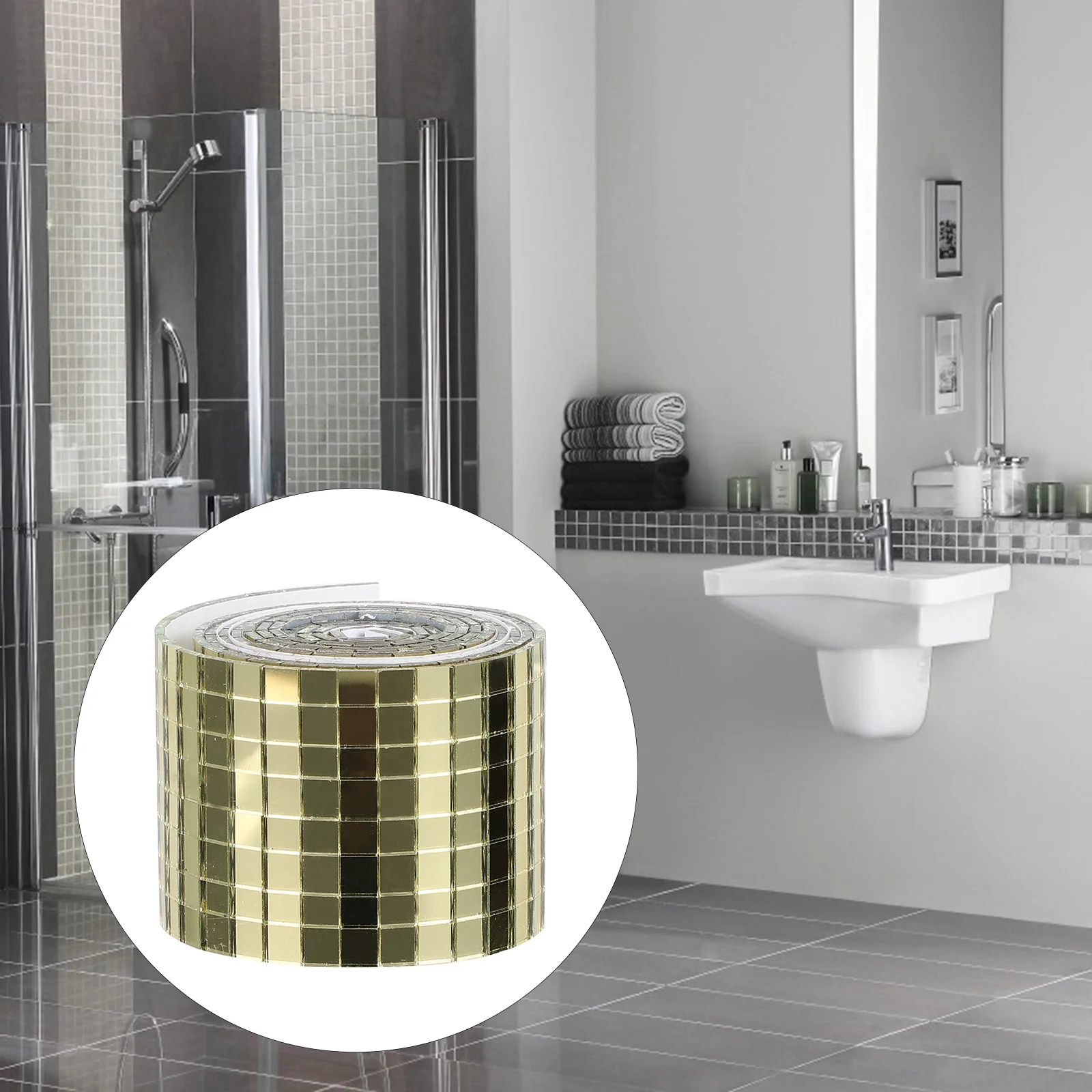 

Mosaic Tiles Mirror Wall Tile Square Adhesive Stickers Self Sticker Mini Mirrors Stick Peel Craft Decorative Ties Bathroom Decal