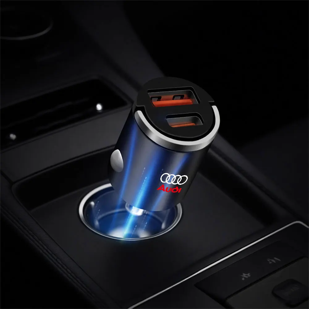 Фото Автомобильное быстрое зарядное устройство с портами USB Type-C, адаптер питания, колпачок-заглушка для Audi Sline 8V A2 B5 8P A4L A5 A6 A7 B8 A8L TT Q1 Q2 Q3 B7 Q5 RS Q7 №3