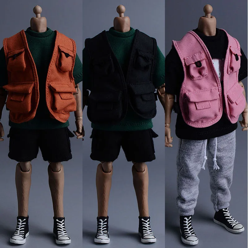 

3 Colors 1/12 Scale Men's Trend Casual Sports Without Sleeves Jacket Vest Loose Shorts Fits 12 Inches Action Figure Model