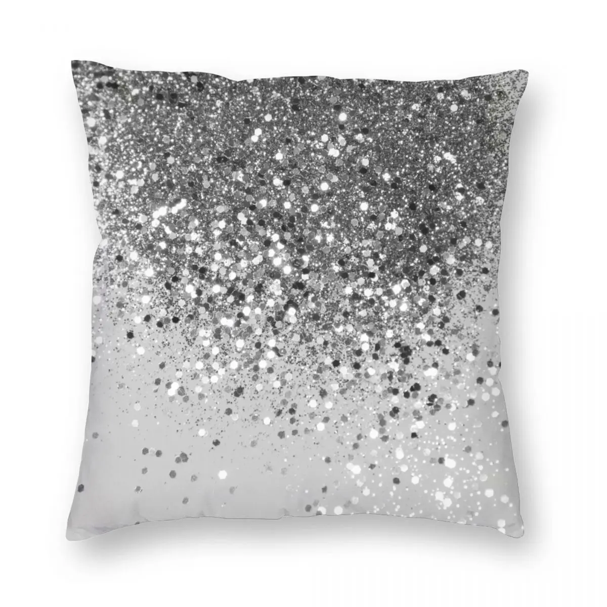

Soft Silver Gray Glitter Faux Glitter Square Pillowcase Polyester Linen Velvet Creative Zip Decor Pillow Case Room Cushion Cover
