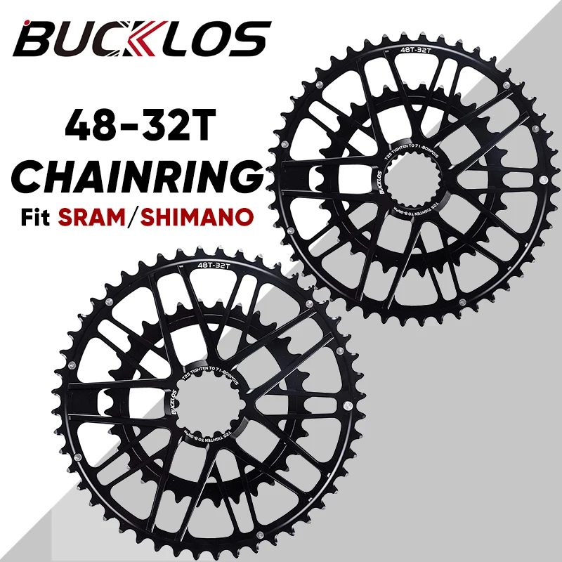 2023 New BUCKLOS 48-32T Direct Mounted Chainring Fit SHIMANO SRAM GXP 7075 Aluminum Road Gravel Bike Chainring Bicycle Parts
