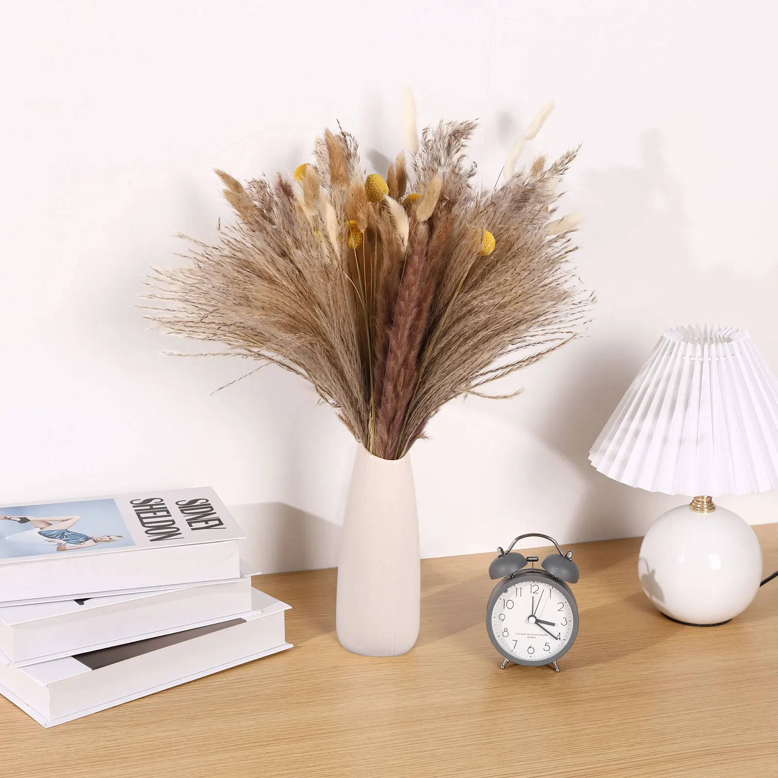 

New 125Pcs Dried Pampas Grass Set for Vase Natural Elegant Dried Bunny Tail Grass Decorative Dried Bunny Tail Grass Bouquet DIY