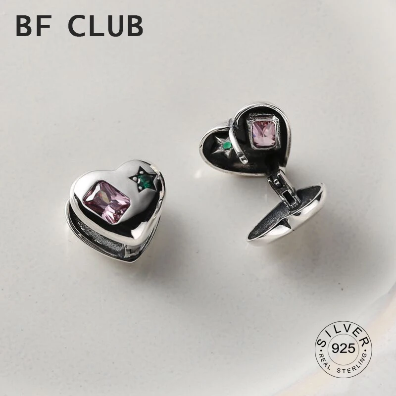 

100% 925 Sterling Silver Heart Earrings For Women Pind Green Stone Zircon Earring Jewelry Prevent Allergy Party Accessories