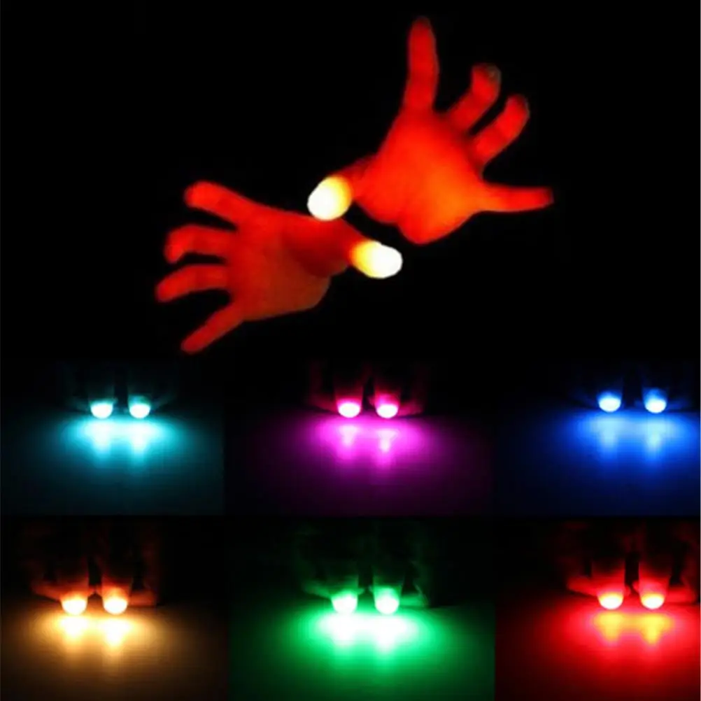

2pcs Magic Props Light Up Fingers LED Tricks Thumb Magic Finger Lights Props Christmas Festival Party Novelty Funny Decorations