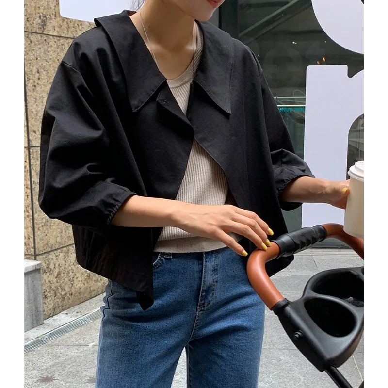 Niche Design Collar Drop-Shoulder Sleeve Loose Casual SlitCoat Cape Coat