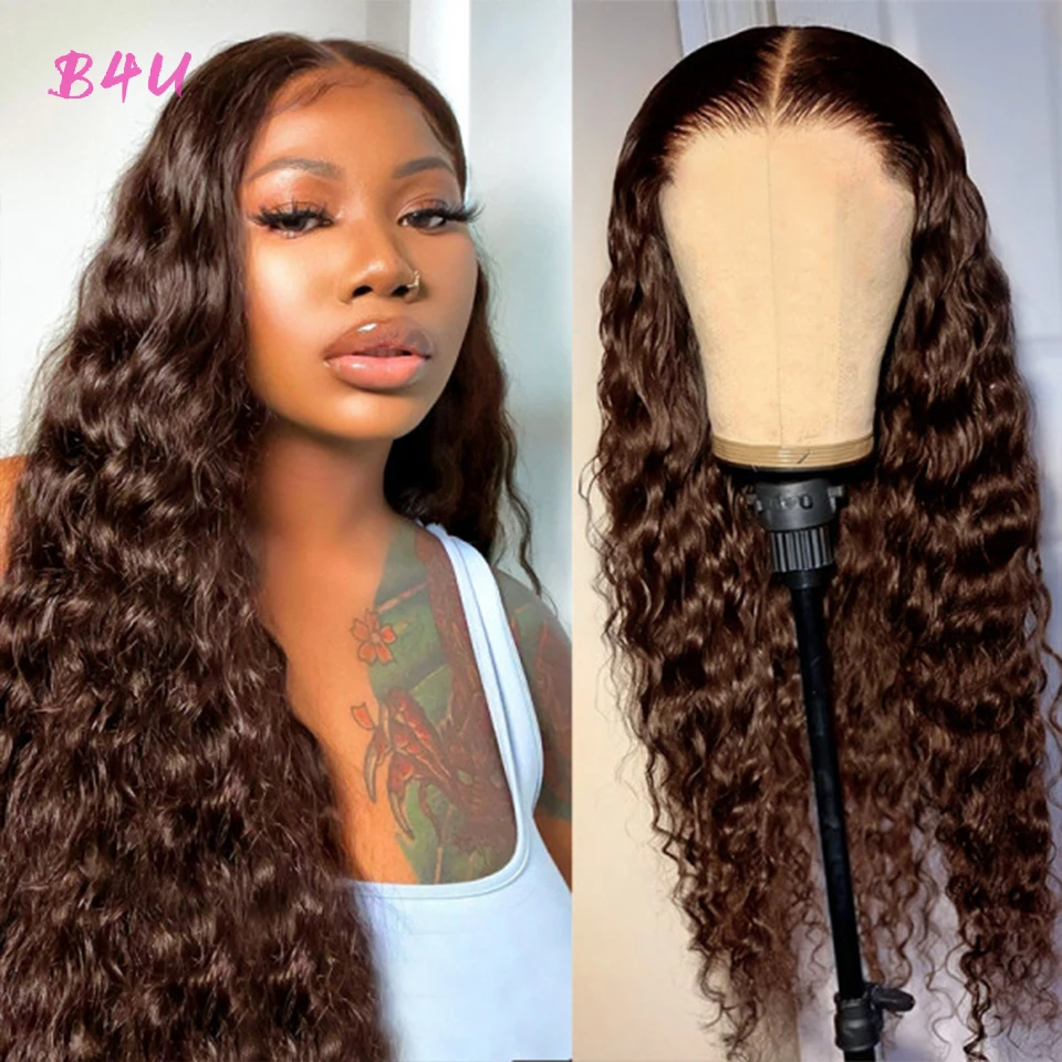 Chocolate Brown Straight Lace Front Wig Colored Human Hair Wigs For Black Women Body Wave Lace Closure Wig Brown Deep Wave Wigs