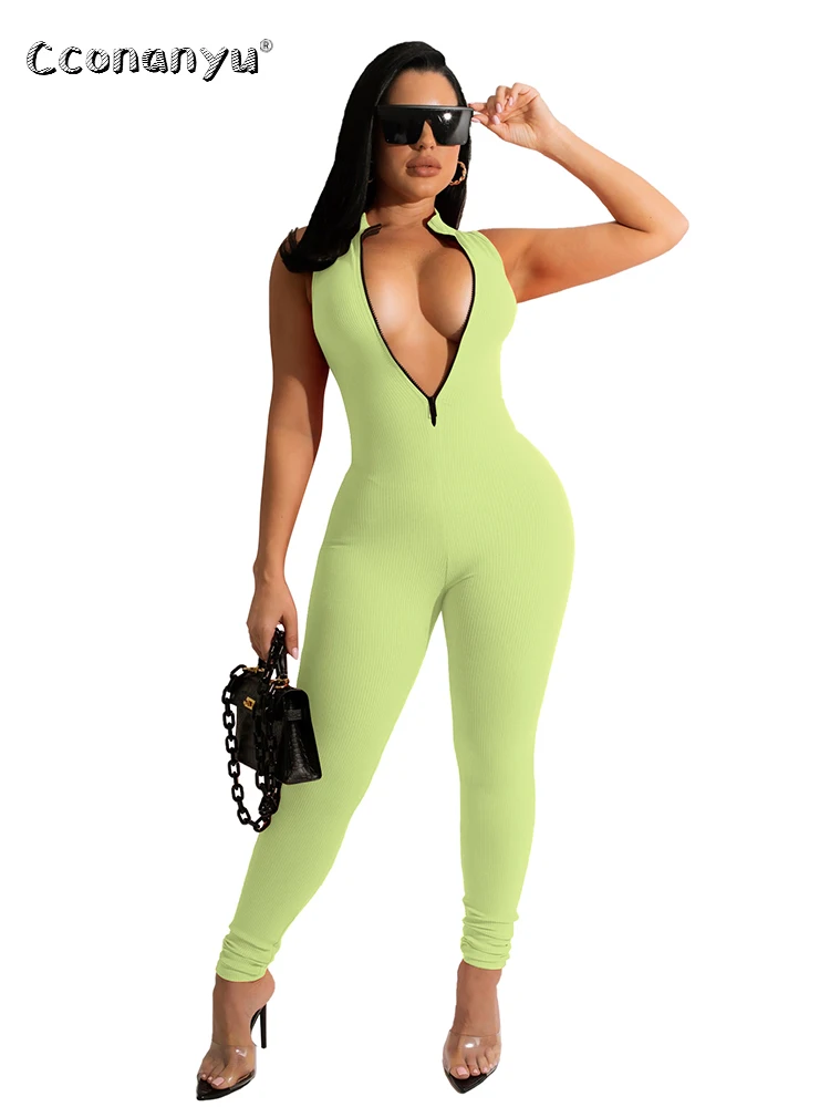 Sleeveless Sexy Solid Skinny One Piece Outfit Bodycon Romper Women Long Pants Bodysuits Casual Black Jumpsuits for Women 2022