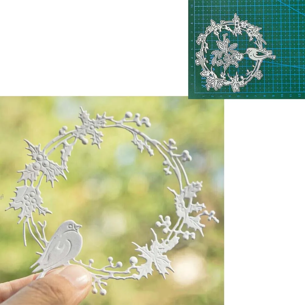 

metal cutting dies cut die mold Bird holly wreath Scrapbook paper craft knife mould blade punch Embossing stencils dies DIY