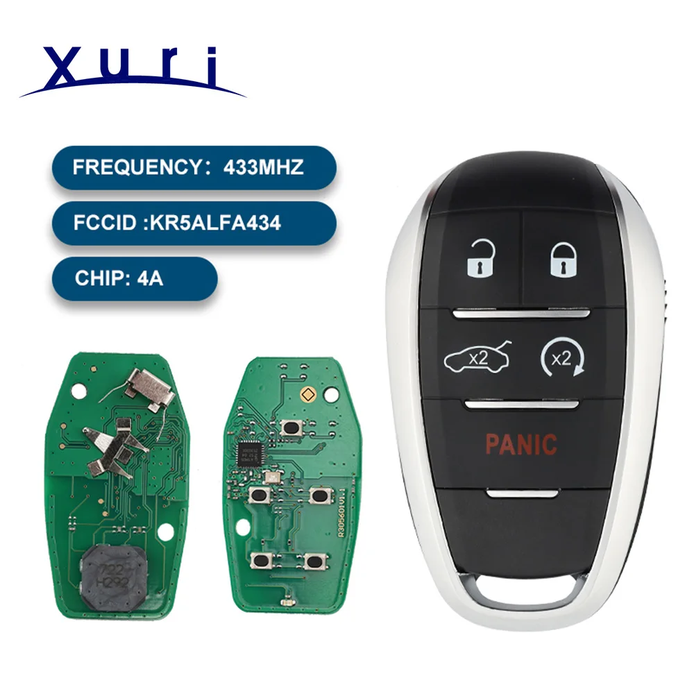 

Xuri KR5ALFA434, A2C97635100 433 МГц 4A чип дистанционный смарт-брелок без ключа для Alfa Romeo Giulia Stelvio 2017-2020