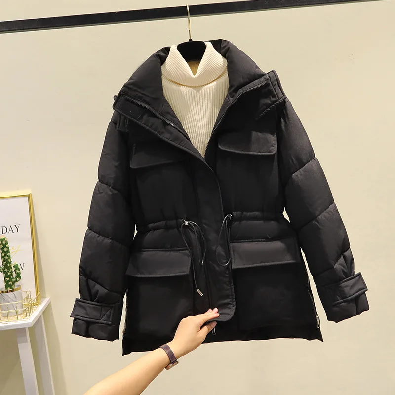 PinkyIsBlack New 2022 Winter Women Jacket Short Thicken Outwear Hooded Wadded Coat Drawstring Parka Cotton-padded Jacket Clothes