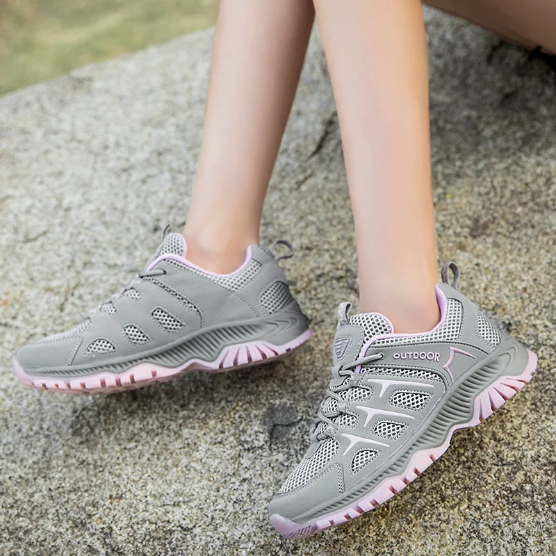 Sneakers Women's Hikking Shoes Lace-up Outdoor Running Sports Shoe for Women Breathable Mesh Casual Walking Trainers Lightweight