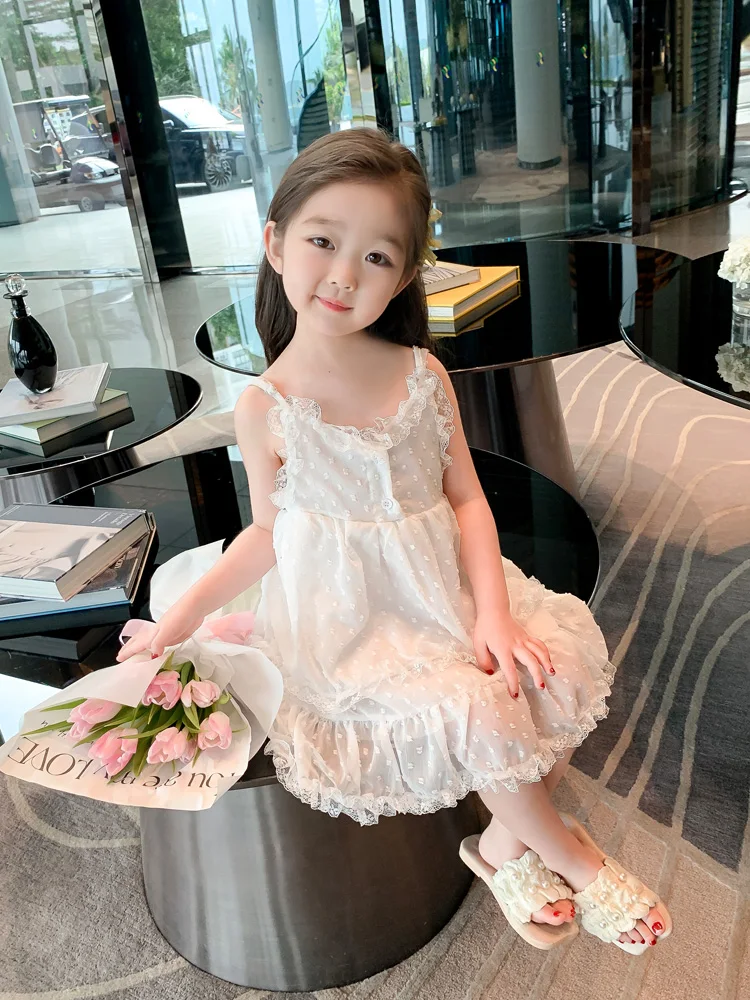 Для женщин. Детская кружевная юбка на подтяжках новинка лета 2023 корейское