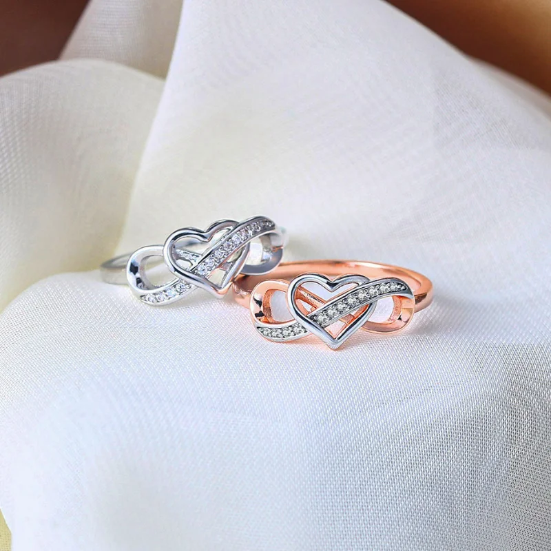 

Couple Infinity Love Rings For Women Ladies Jewellery Double Color Dainty Wedding Engagement Gift Promise Rings Jewelry