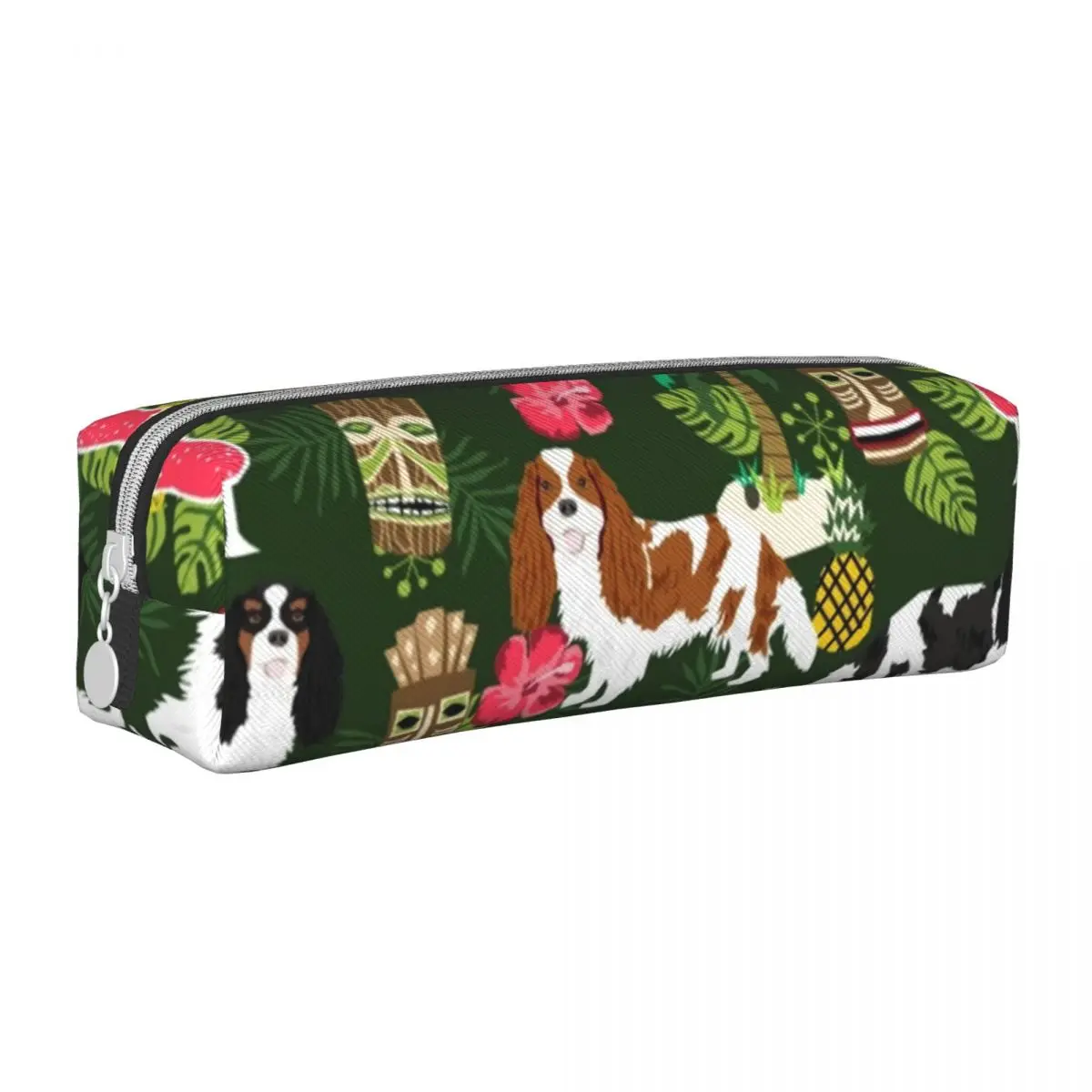 

Тропический остров для отпуска квадратный чехол для карандашей спаниель собака Гаваи подростковый крутой кожаный пенал на молнии сумка для ручек и карандашей для колледжа