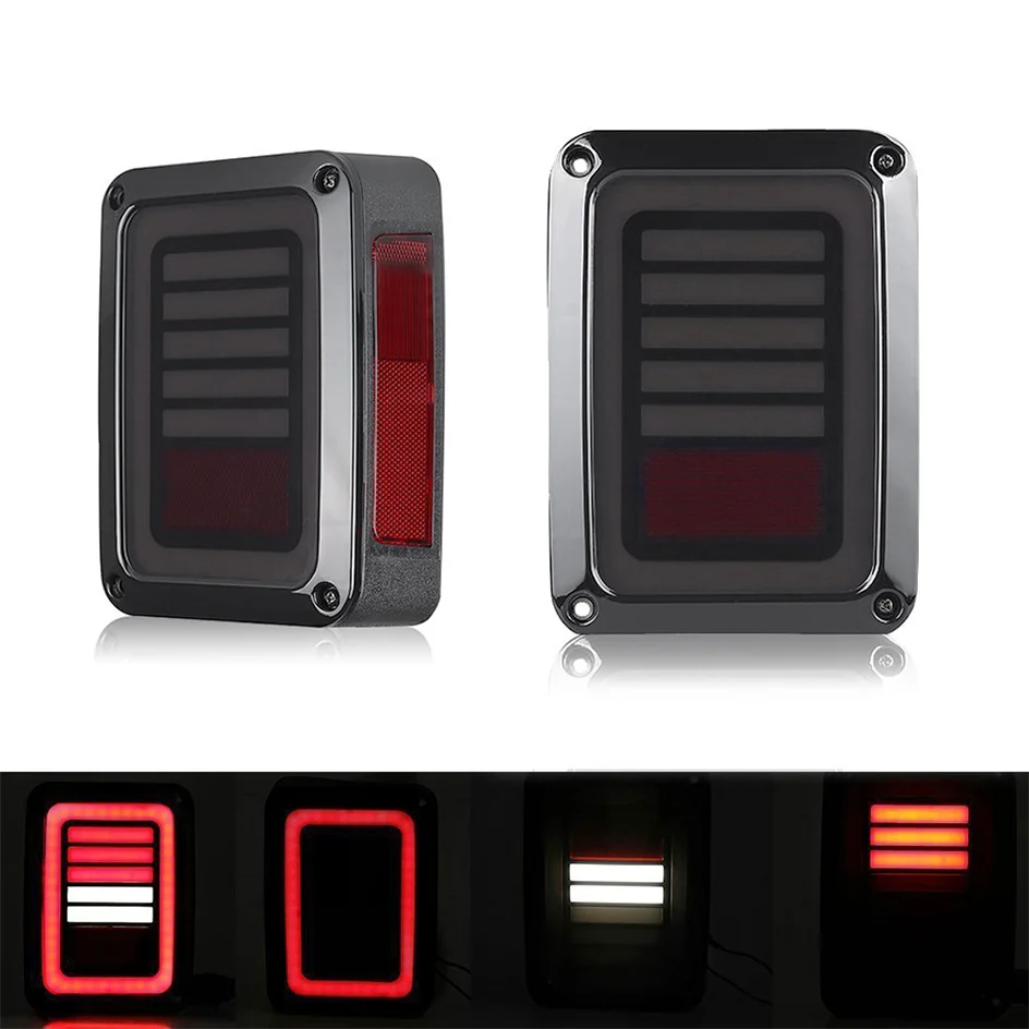 

Upgraded JK LED Tail Lights Smoked Brake Light Reverse Lights Turn Signal Lamps Running Lights For Jeep Wrangler JK 2007-2018