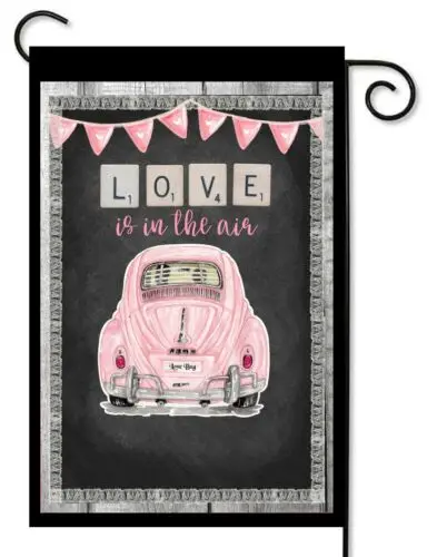 Розовый Садовый флаг с надписью Love Bug * Двусторонний ** высшее качество