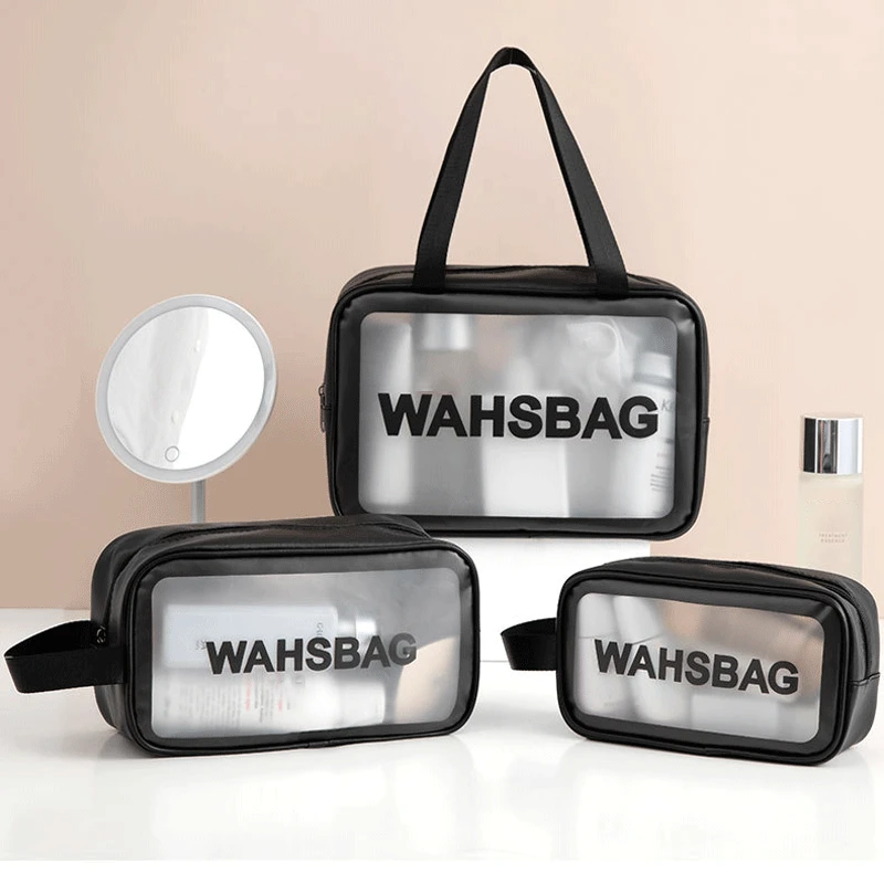 

Cosmetic Portable Bag Waterproof PVC Travel Organizers Large Capacity Transparent Zipper Toiletry Storage Bag Makeup Handbags