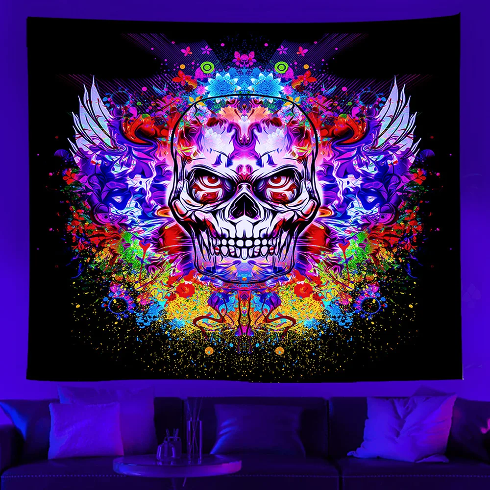 

ФЛУОРЕСЦЕНТНОЕ украшение гобелен с Луной в виде цветных грибов, настенное украшение Luming для дома, гостиной, эстетическое украшение