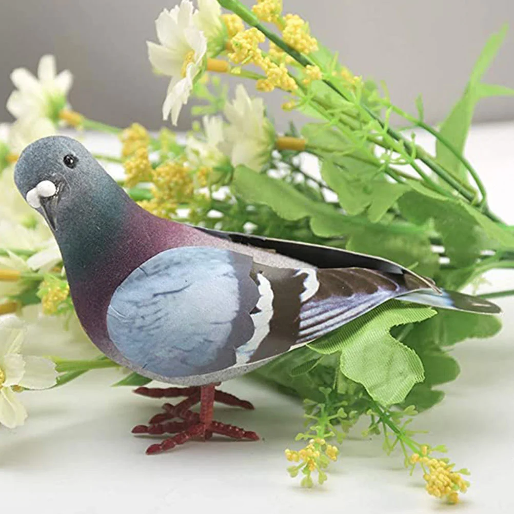 

2Pcs Artificial Plume Dove Foam Pigeon Bird Statue Fake Pigeon Sculpture for Garden