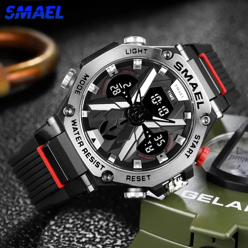 

SMAEL Male Analog Quartz Digital Watch Auto Date Fashion Wristwatch Men Waterproof LED Back Light Sport Alarm Military-Watch