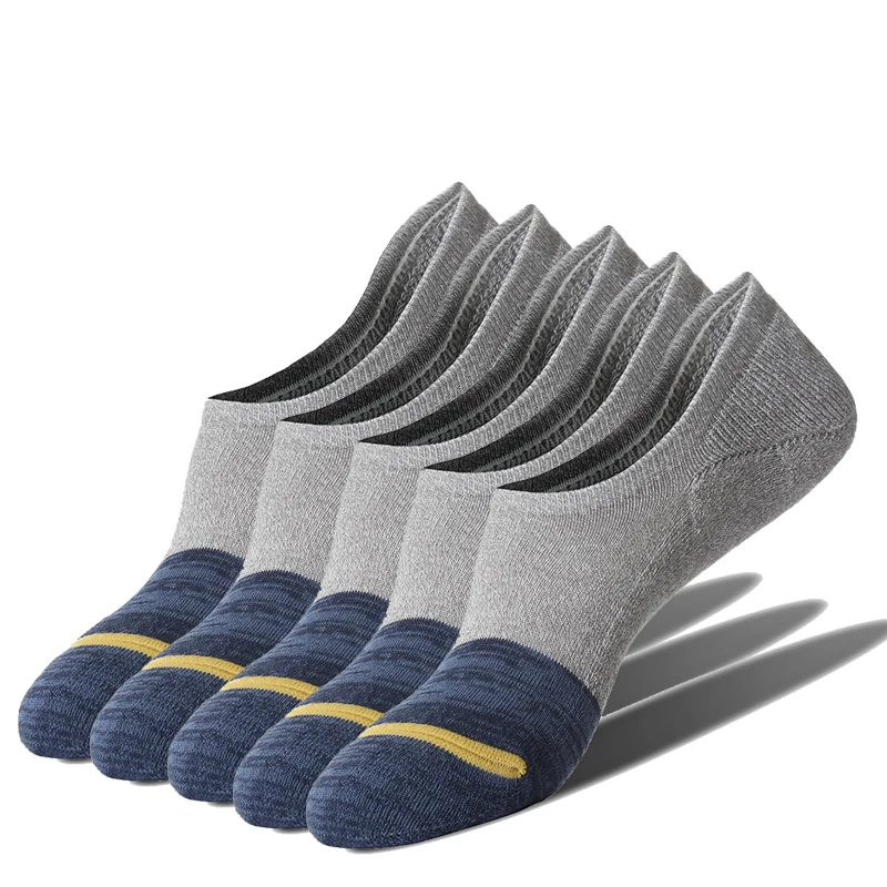 

Носки мужские летние Нескользящие, модные черные невидимые, 5 парт/Лот, лето-осень