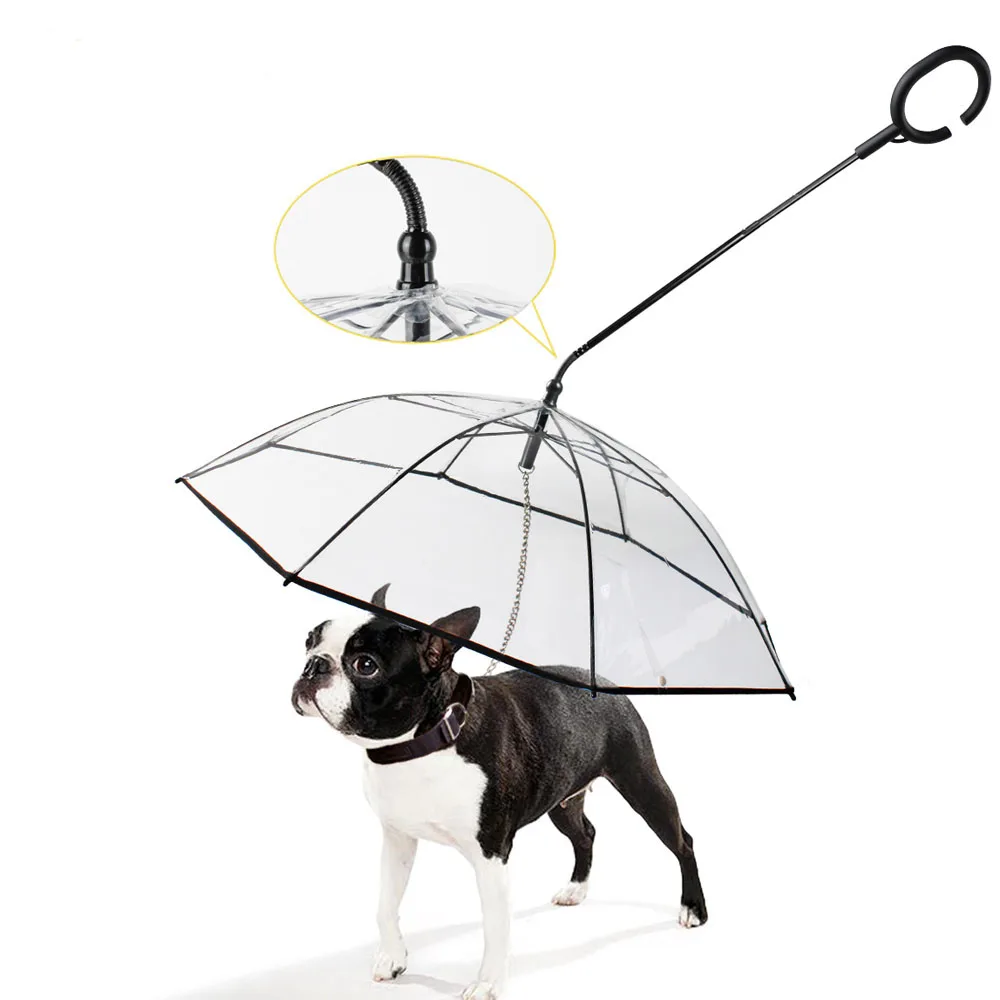 

Transparent Pet Umbrella Dog Walking C-shaped Umbrella Pet Products Adjustable Leash for Walking Dogs in Rainy Day