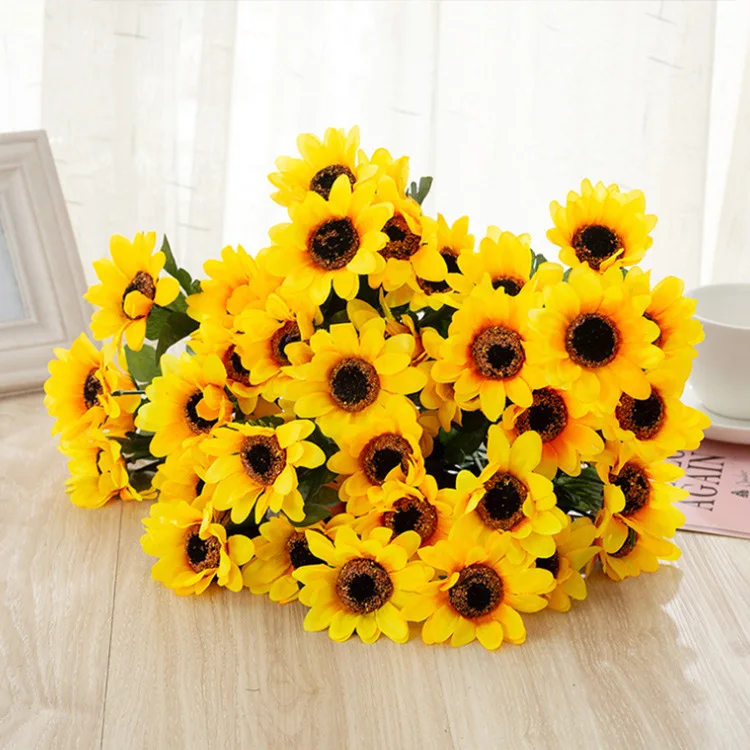 

7 Hedas 29cm Artificial Sunflower Flowers Long Stem Silk Fake Sunflowers Decoration for Vase Outdoor Home Wedding Birthday Party