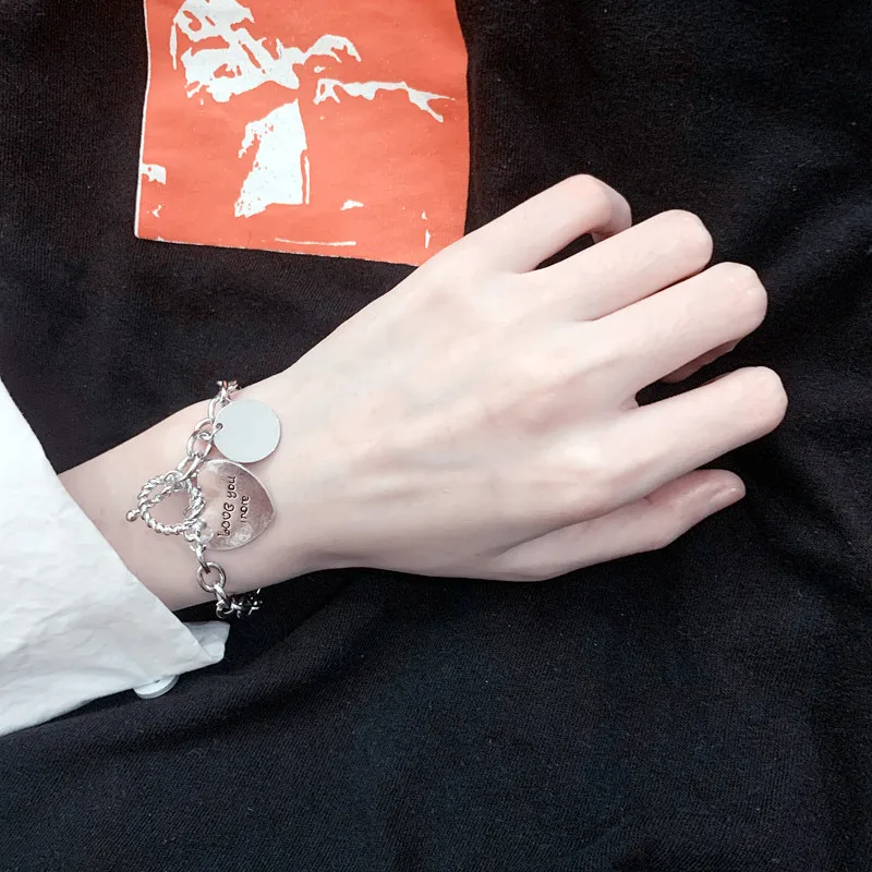 

Hardware Girl Student Accessories Love Chain Bracelet ins Niche Design All-Match Punk Hip Hop