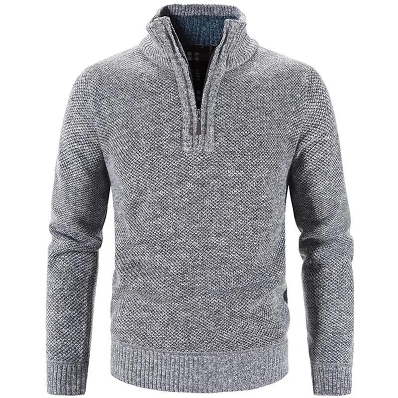 

Winter Men's Fleece Thicker Sweater Half Zipper Turtleneck Warm Pullover Quality Male Slim Knitted Wool Sweaters for Spring