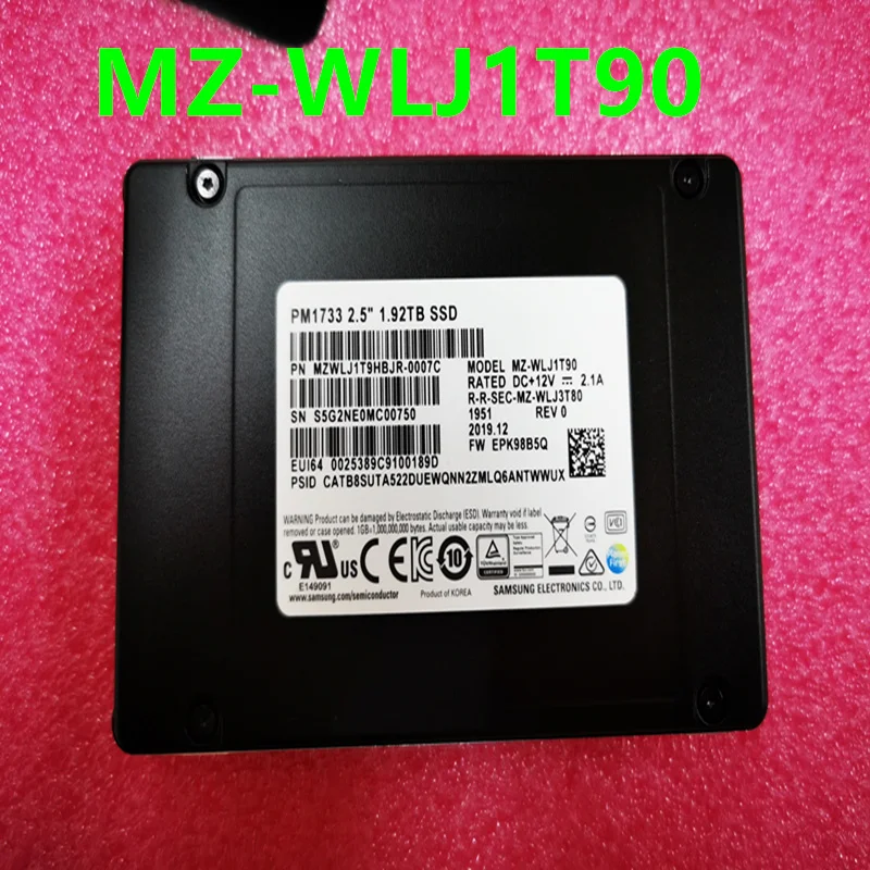 

New Original Hard Disk For Samsung PM1733 2.5" 1.92TB SSD For MZ-WLJ1T90