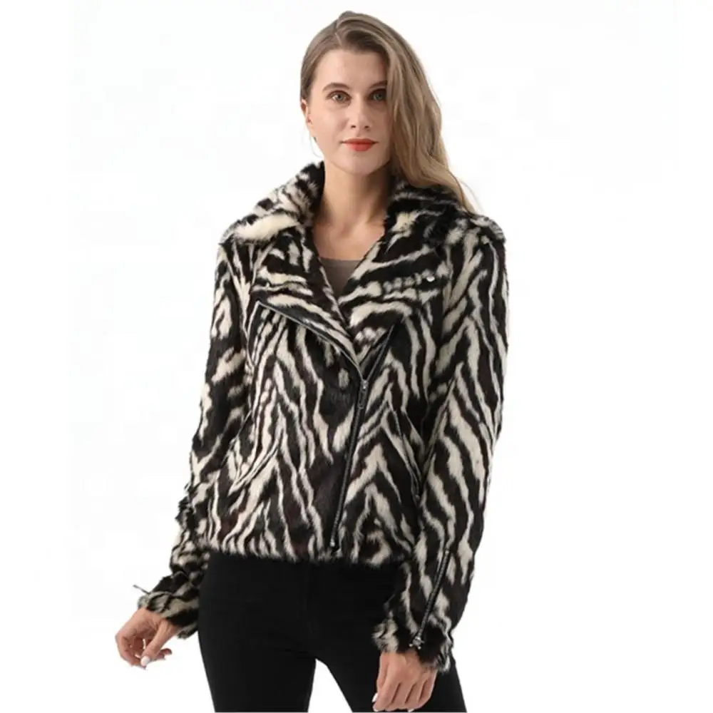 Women Winter Knitted Fur Mink Lapel Coat Front And Pocket Cuffs With Zipper Closure Jacket Leisure Thermal Women Elegant Top