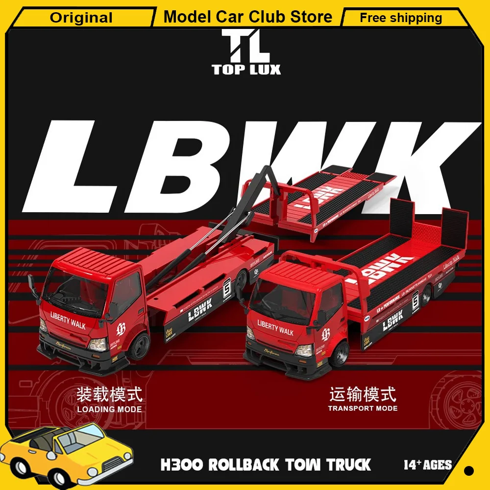 Фото Новый эвакуатор TOP LUX TL 1/64 H300 Rollback LBWK Porsche 911 GT3 R # 80 розово-зеленых моделей машинок-динозавров из сплава, литые игрушки №1