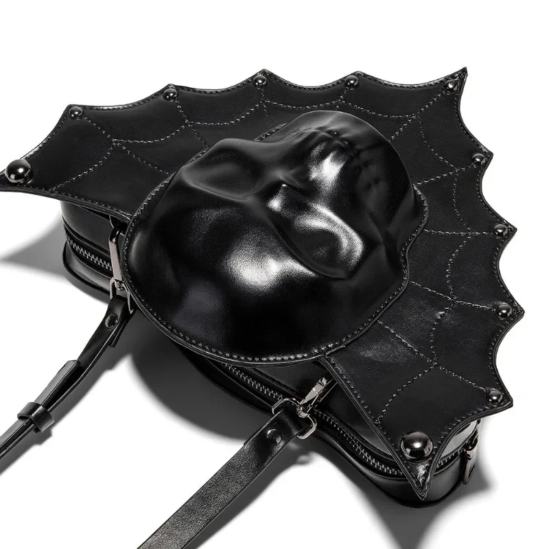 MBTI Черная винтажная сумка через плечо для женщин Y2k Готический панк Череп Новая