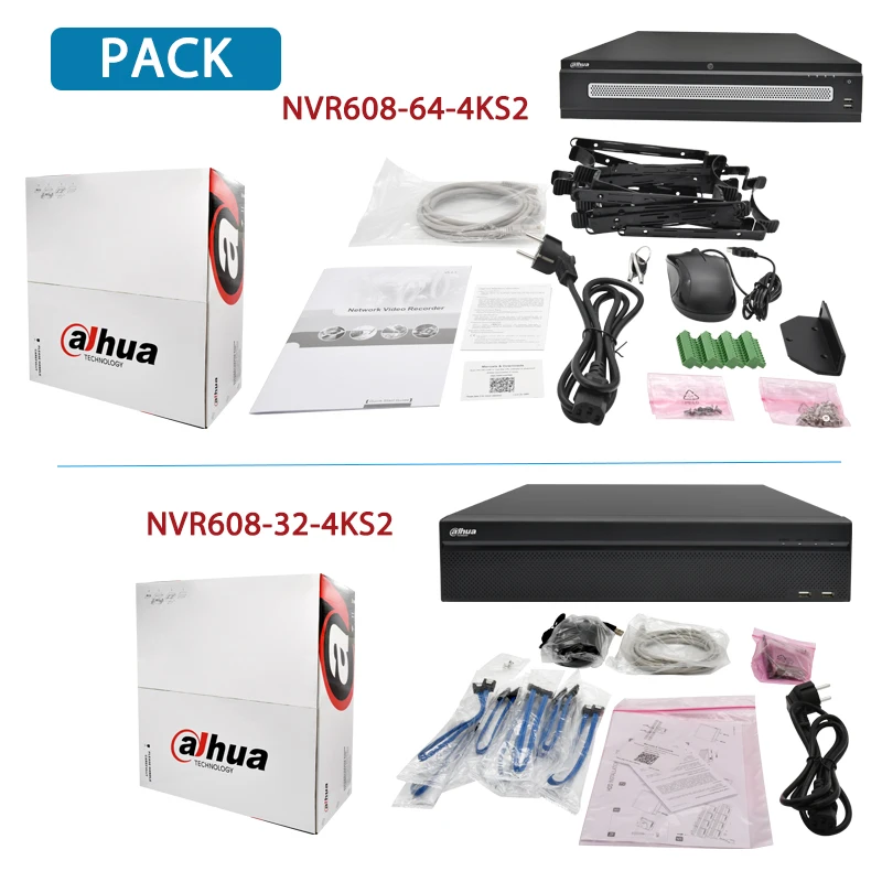 Система видеонаблюдения Dahua Original NVR608-64-4KS2 NVR608-32-4KS2 12 МП 4K NVR H265 + 32 канала 64 8 жестких