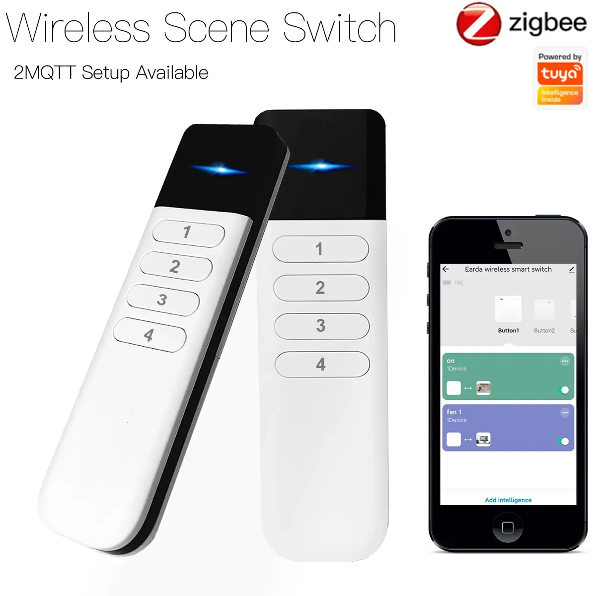 

NEW2023 4key Button ZigBee Wireless Portable Remote Control 12 Scene with Smart Life Home Assistant Zigbee2MQTT
